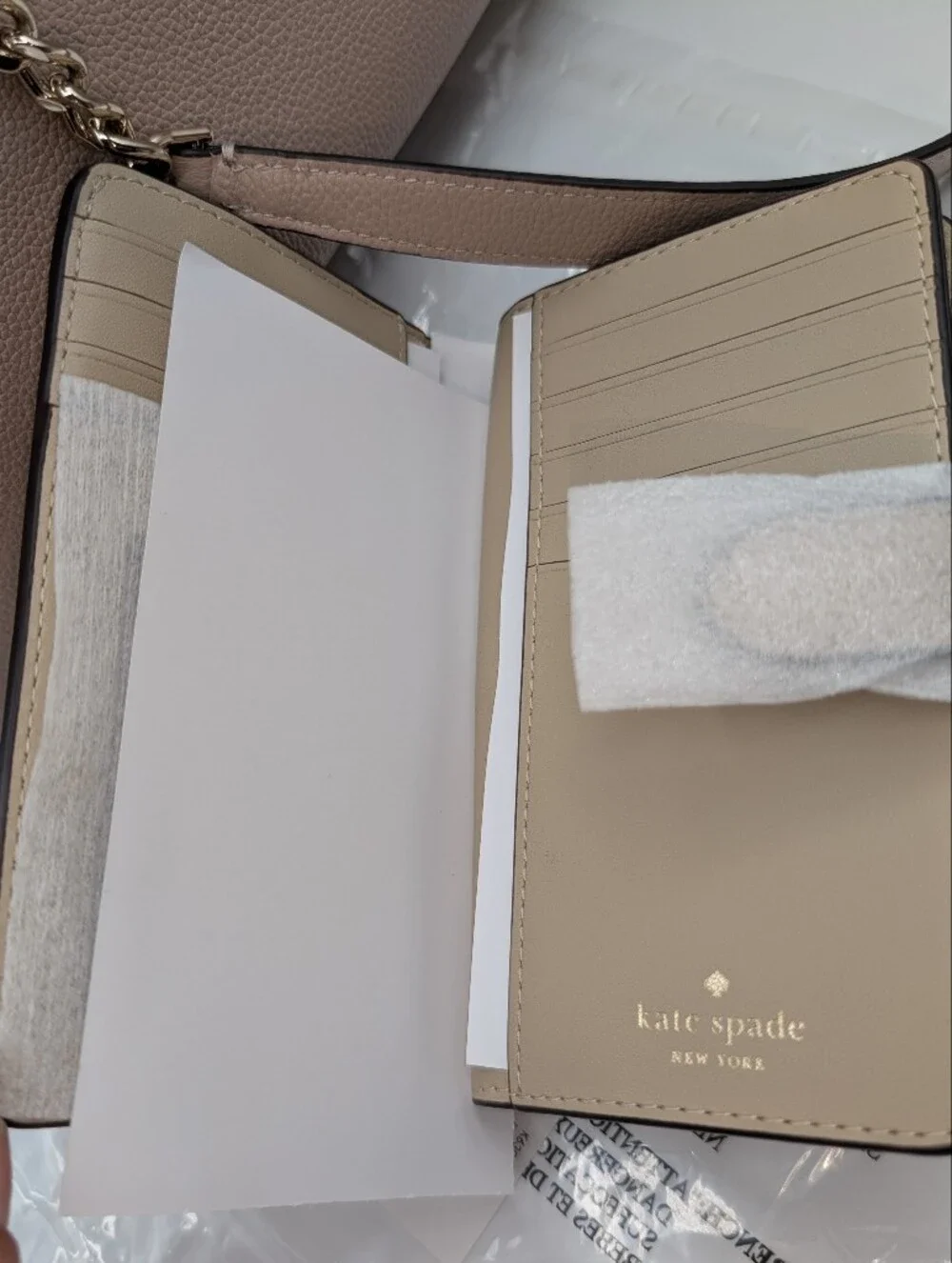 NWT Kate Spade Lena Colorblock Medium Compact Bifold Wallet Light Sand KI834